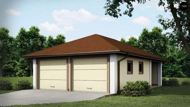  Zg19 Проект гаража для двух автомобилей для дома в классическом стиле. 56 м2.