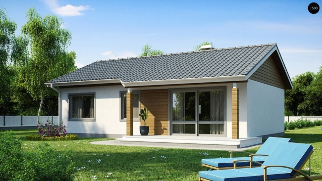  Z7 Компактный дом с двускатной крышей — выгодный, функциональный и практичный. 82 м2.