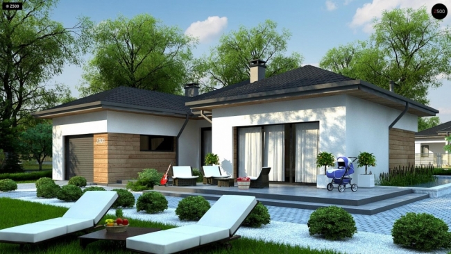 Z401 Проект комфортного одноэтажного дома в европейском стиле.