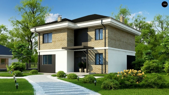 Zz1 a Двухэтажный дом с современным дизайном экстерьера и удобным интерьером