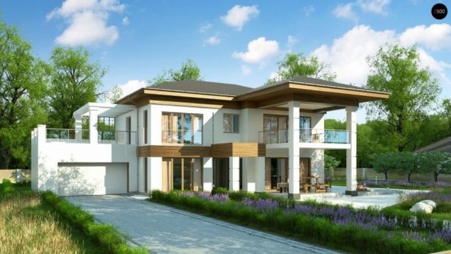 Zz201 Проект стильного и просторного дома с элементами классической архитектуры.