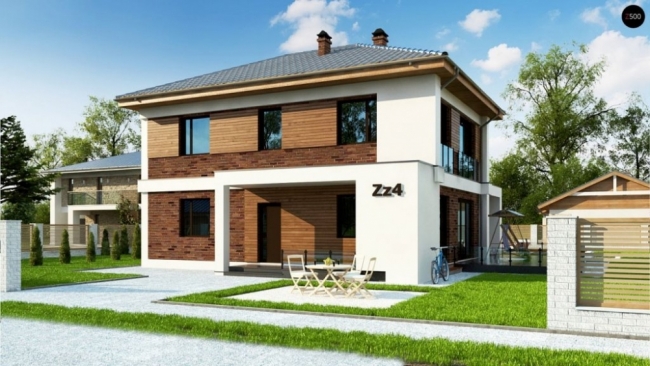 Zz4 Двухэтажный коттедж с уютной террасой и балконом